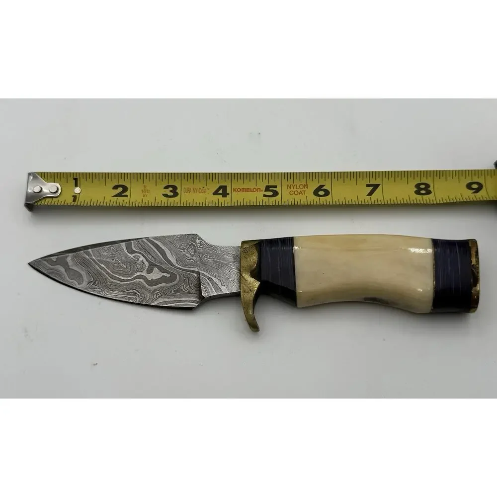 Handmade Damascus Steel Fixed Blade Knife w/ Leather Sheath – Pakistan Made NEW
